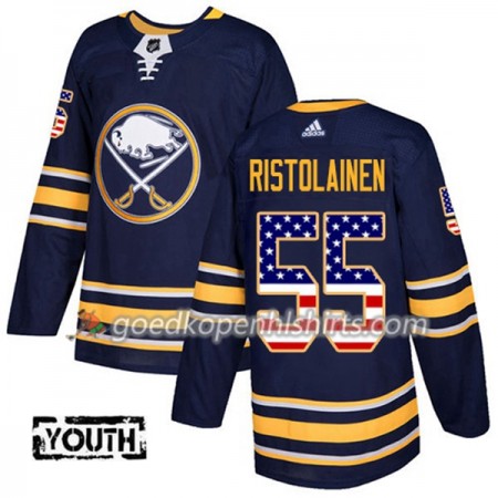 Buffalo Sabres Rasmus Ristolainen 55 Adidas 2017-2018 Navy Blauw USA Flag Fashion Authentic Shirt - Kinderen